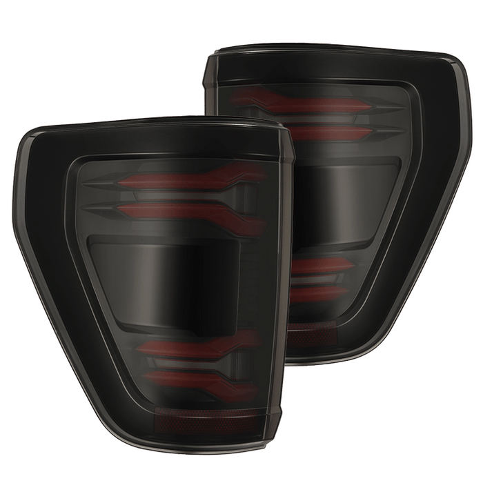 AlphaRex 21-23 Ford F-150 LUXX LED Taillights - Black Red w/ BLIS