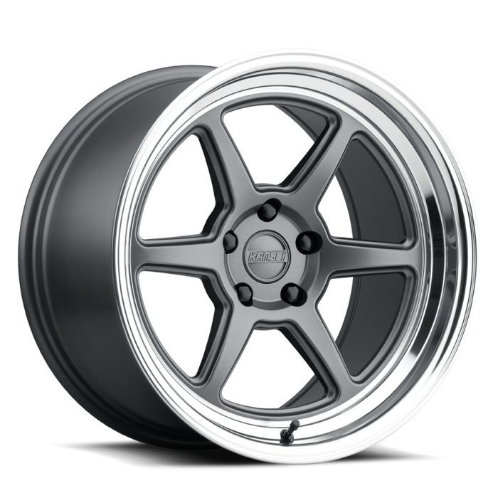 Kansei K14G Roku 18x8.5in / 5x120 BP / 35mm Offset / 72.56mm Bore - Grey and Machined Lip