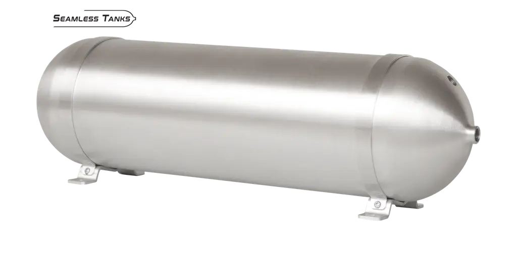 Seamless Aluminum Tank 32” X 8.625” With 4 3/8" Ports with hardware and 1 1/4" Port
