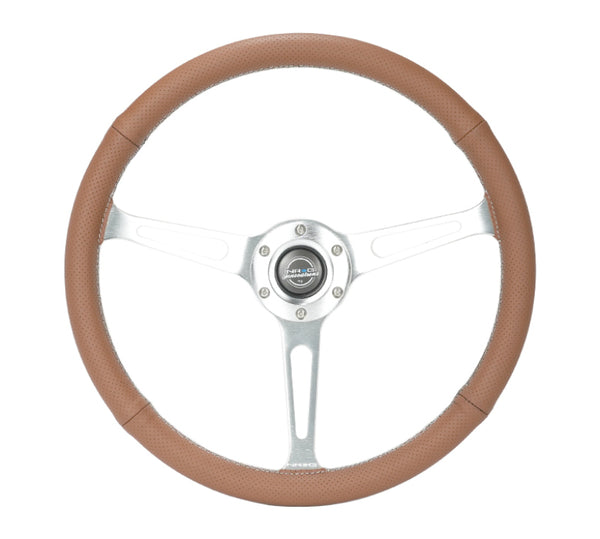 NRG Reinforced Steering Wheel (380mm/1in. Deep) Perforated Brown Leather