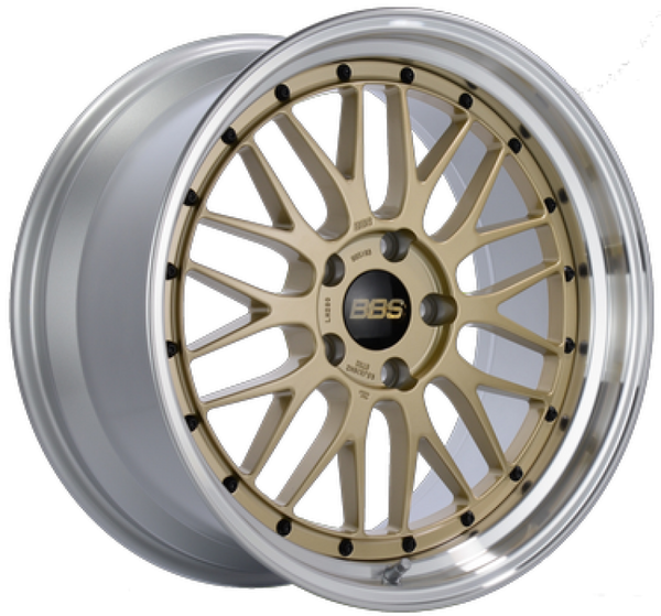 BBS LM 18x10 5x114.3 ET20 Diamond Gold Center Diamond Cut Lip Wheel - 82mm PFS/Clip Required