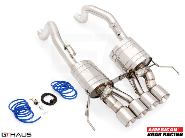 Premium performance exhaust system for 2019 Chevrolet Corvette C7 ZR1 V8, featuring stainless steel construction and dual tips.