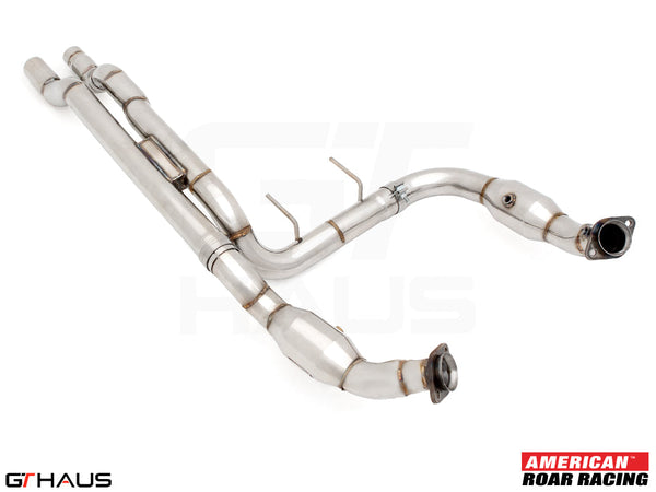 Down pipes for Ford F-150 Raptor R 2023+, featuring OBD2 compatibility and 400 CEL sport cats for enhanced performance.