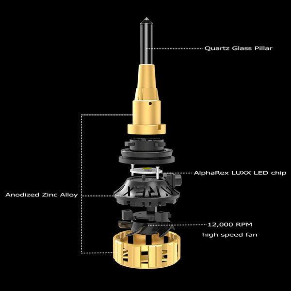 AlphaRex Gold Ammo Panoramic LED Light Bulbs - H11