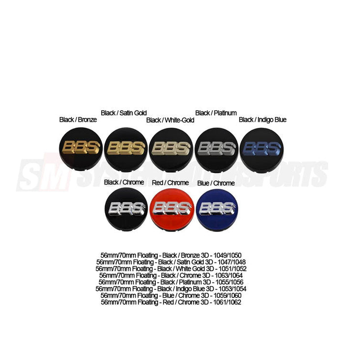 BBS Center Cap 56mm Black/White-Gold - 3D Floating
