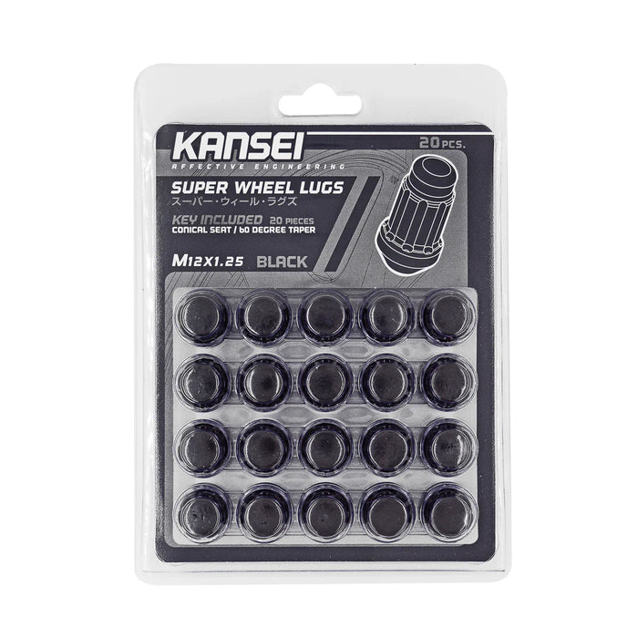Kansei 12X1.5 Black Spline Acorn (20Pc Kit)