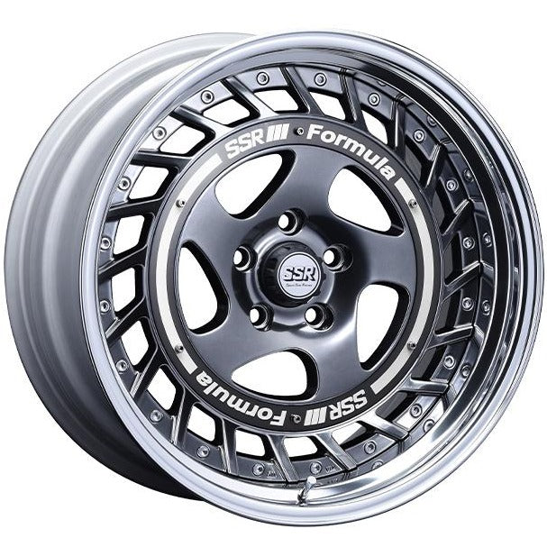 SSR Formula Aero Spoke 18x12.5 5x114.3 -39 Titan Silver w/ Brushed Red Aero Plate