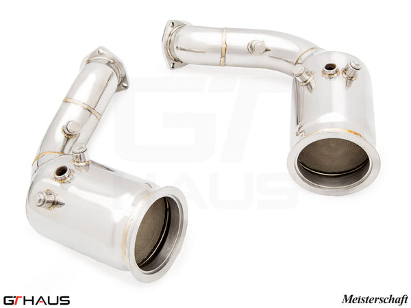 Premium down pipes for Audi Q8 SUV Coupe 2020+, featuring 400 CEL sport cats for enhanced performance.