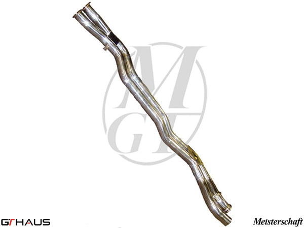 BMW E46 M3 2001-2007 Section 2 Pipes for resonator delete, crafted from high-quality stainless steel for enhanced performance.