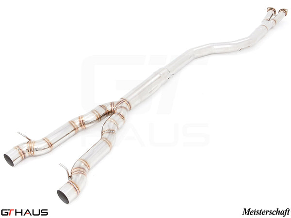 BMW F10 5 Series 2012-2016 full cat-back resonator delete bolt-on pipe with dual tips for enhanced exhaust performance.