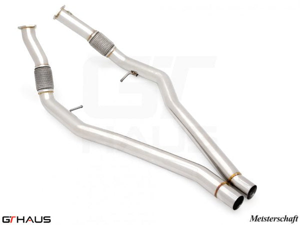 Lamborghini Urus V8 4.0T 2019+ front resonator delete pipes for V8 turbo models, crafted from high-quality stainless steel.