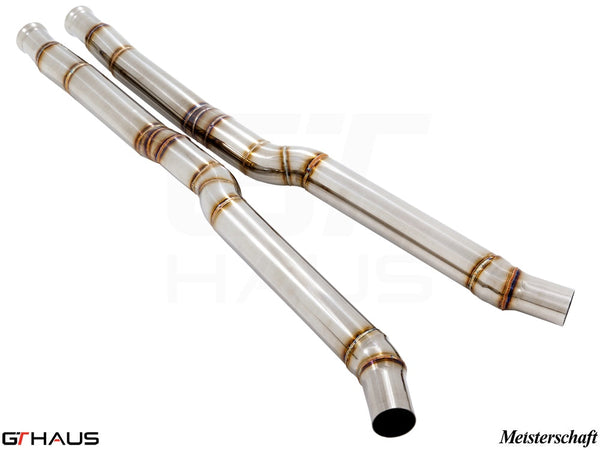 High-performance stainless steel cat-back SR pipe for Mercedes-Benz W222 S-Class Sedan, featuring resonator delete.