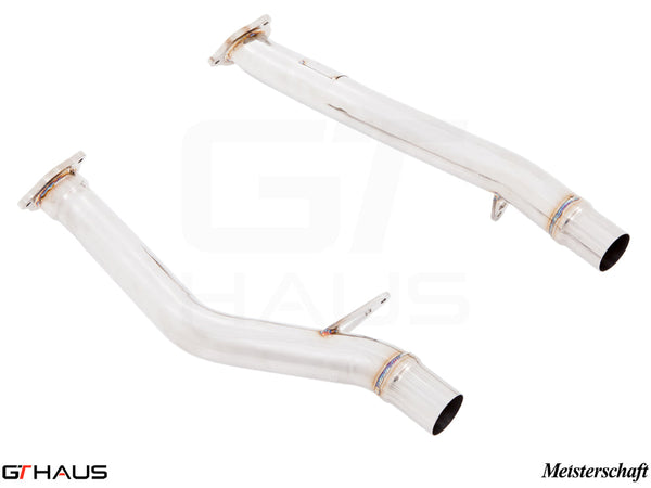 Porsche Cayenne 2011+ front cat-bypass pipe for V8 and V8 Turbo models, featuring stainless steel construction.