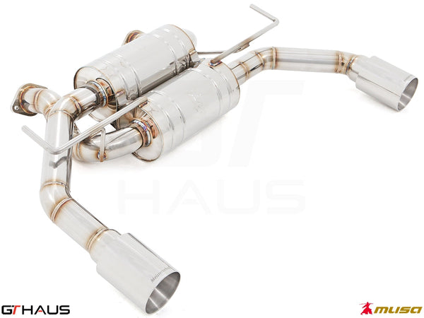 Premium performance exhaust system for Infiniti Q50 Sedan 3.7L V6 VVEL, featuring stainless steel construction and dual tips.