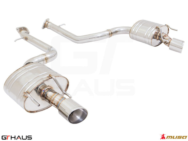Premium performance exhaust system for 2021+ Lexus IS350 F-Sport AWD, featuring stainless steel construction and enhanced sound.
