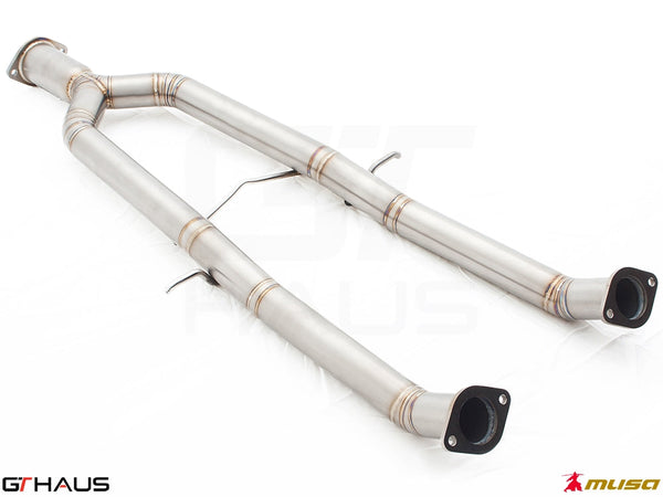 Straight cat-back mid pipe section for 2023+ Nissan RZ34 Z Coupe and Cabrio, designed for GTS models, featuring stainless steel construction.