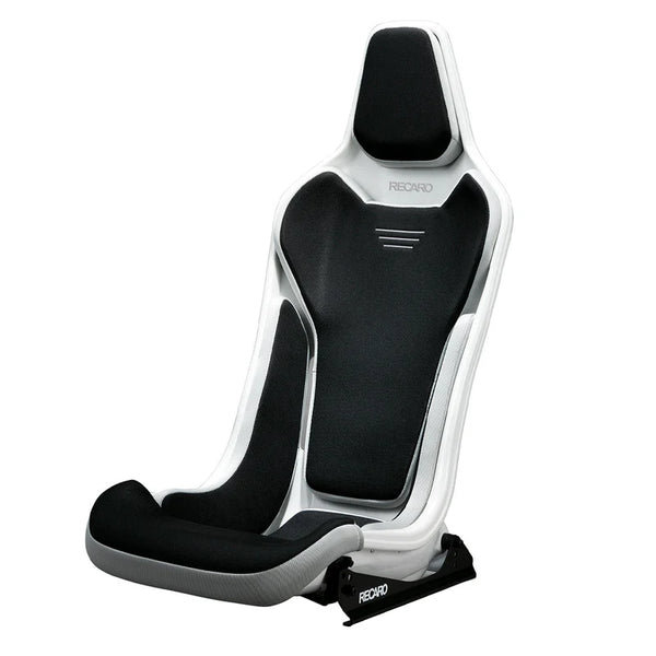 Black and white car seat with 'Recaro' branding on a white background