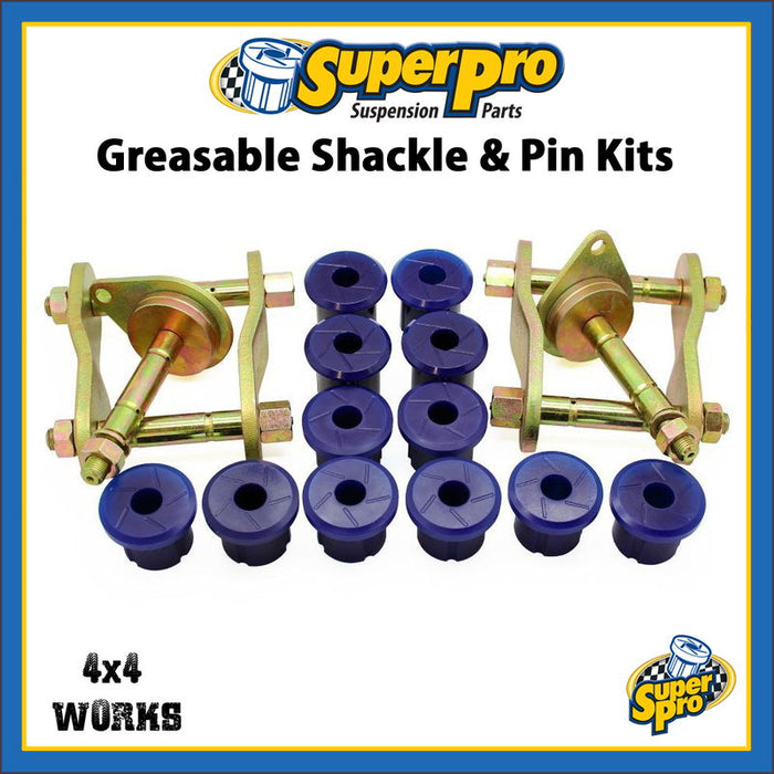 SuperPro 07+ Toyota Land Cruiser Greaseable Leaf Spring and Shackle Bushing Kit- (Rear)