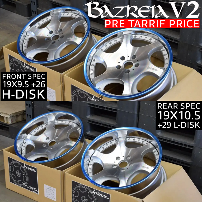 LAST Set – Weds Kranze Bazeria V2 19x9.5/10.5 – Pre-Tariff JDM VIP Wheels