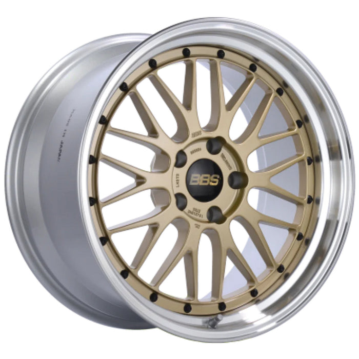 BBS LM 18x8 5x114.3 ET40 Gold Center Diamond Cut Lip Wheel - 82mm PFS/Clip Required