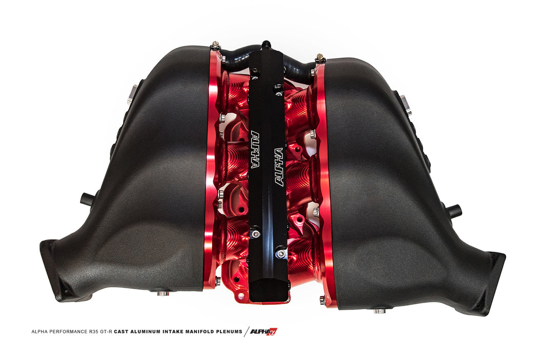 AMS Performance Nissan GT-R Alpha Carbon Fiber/Billet Intake Manifold w/Secondary Fuel Rail - Blue