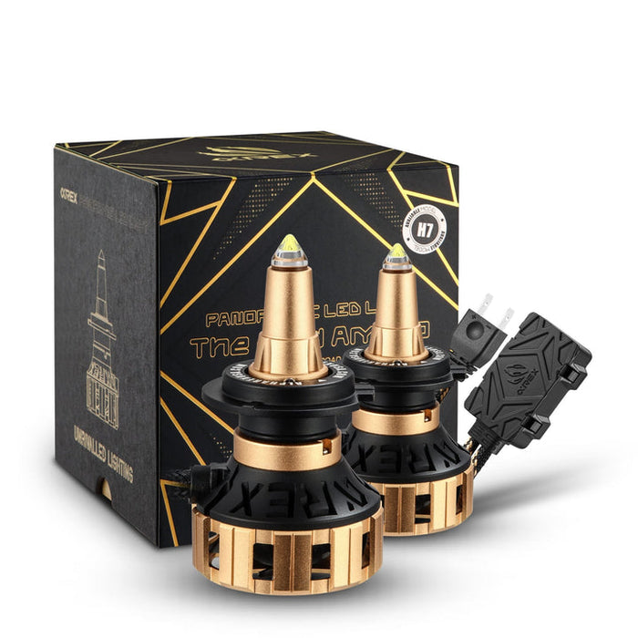 AlphaRex Gold Ammo Panoramic LED Light Bulbs - H7