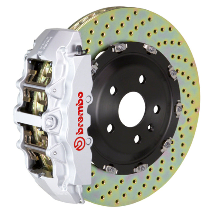 Brembo 03-08 SL500 Front GT BBK 8 Piston Cast 380x34 2pc Rotor Drilled-Silver