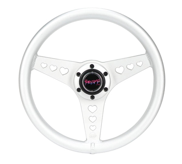 NRG All Aluminum Steering Wheel 330mm - Heart Cut Out- Ergonomic Grip- Anadized Silver