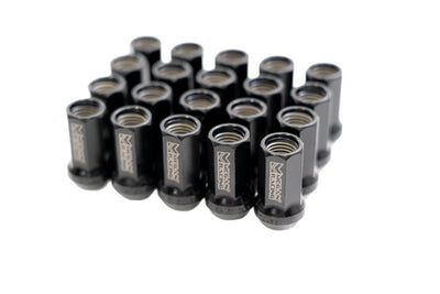 7-Sided Heptagon Open-Ended Lug Nuts (Black, M12x1.25) - MRS-LN-7M12125-O-B