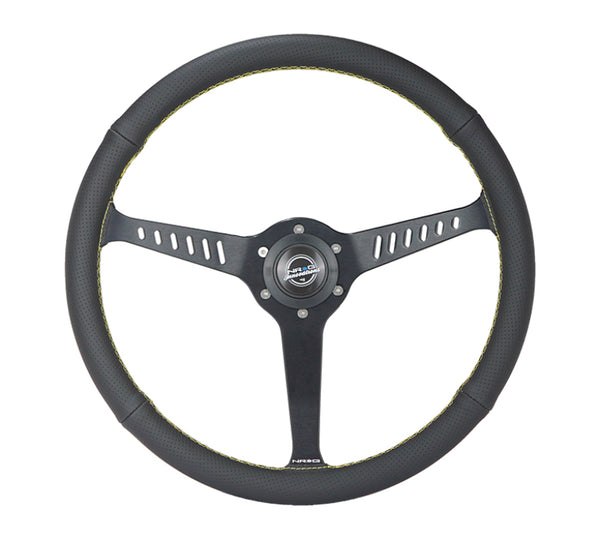 NRG Reinforced Steering Wheel (380mm/1in. Deep) Perforated Leather and Yellow Stitching