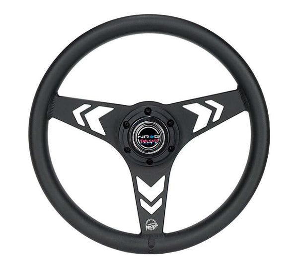 NRG Aluminum Steering Wheel 330mm - Arow Cutout - Ergonomic Grip - Anadized Black