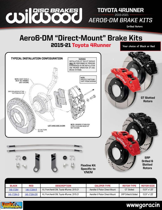 Wilwood 15-21 Toyota 4Runner Aero6-DM R/H Red