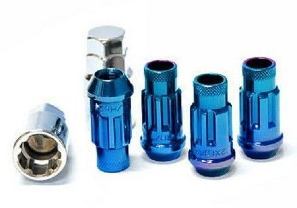 Wheel Mate Muteki SR48 Open End Locking Lug Nut Set of 4 - Burning Blue Neon 12x1.50 48mm