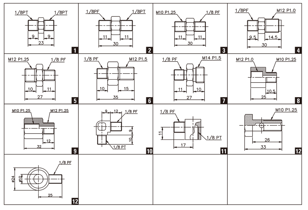 GReddy Union Fitting 1/8PF-M12 P1.25
