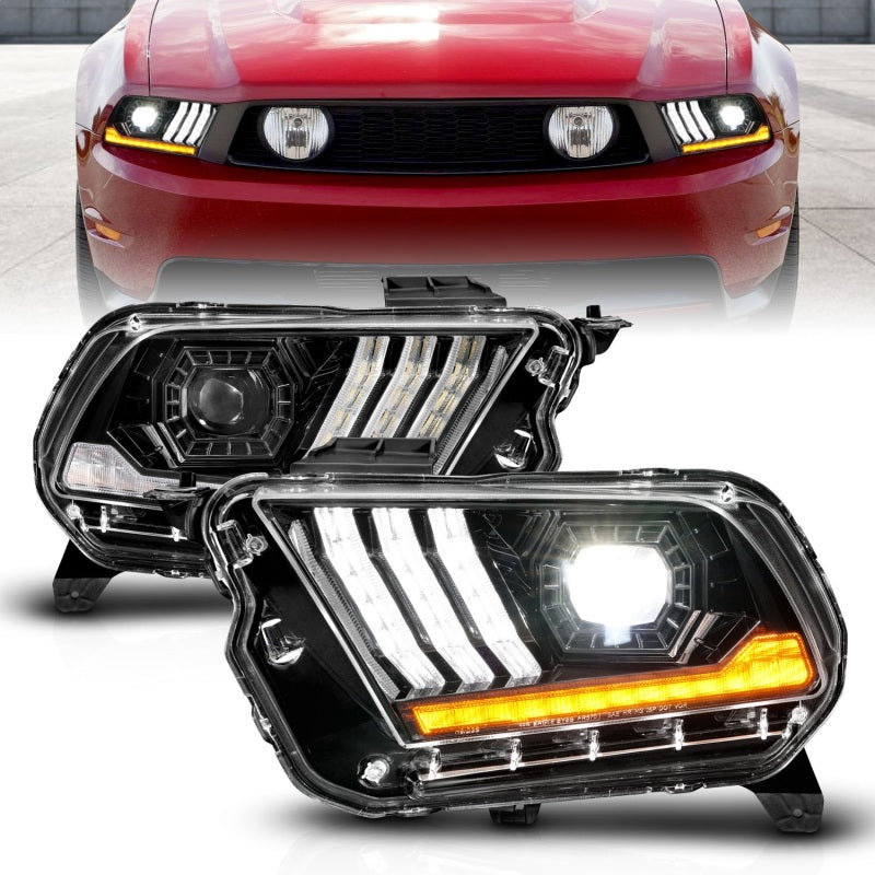 ANZO 10-14 Ford Mustang LED Projector Headlights w/Sequential Light Tube (NON HID Compatible)