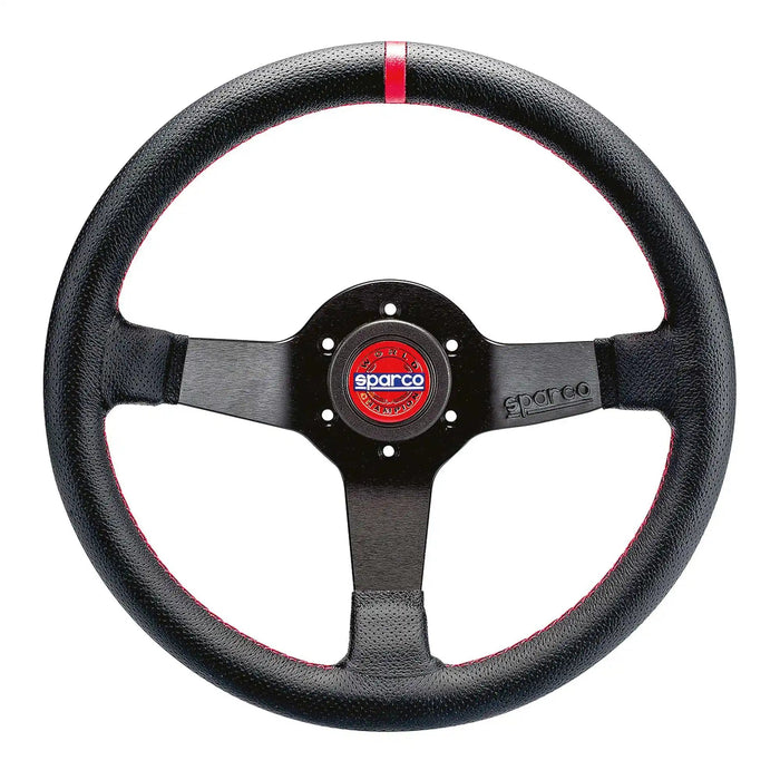 Sparco Steering Wheel R330 Champion Black Leather / Red Stitching