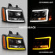 ANZO 07-14 Chevy Tahoe Projector Headlights w/ Plank Style Design Black w/ Amber