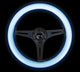 NRG Classic Wood Grain Steering Wheel (350mm) Glow-In-The-Dark Blue Grip w/Black 3-Spoke Center
