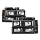 xTune Chevy Suburban 94-98 Headlights w/ Corner & Parking Lights 8pcs Black HD-JH-CCK88-AM-BK-SET