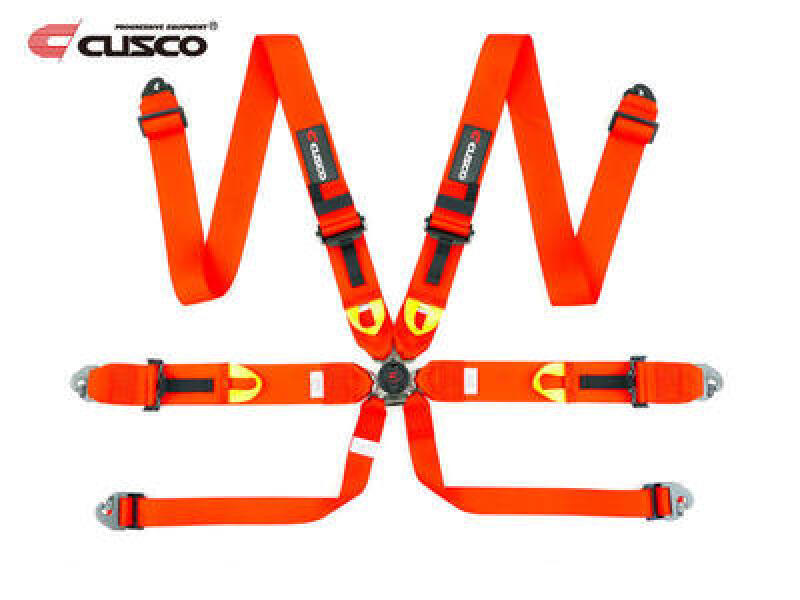 Cusco Universal 6 Point 3in Shoulder 3in Lap w/ Eyebolts (7/16-20UNF Thread) FIA Racing Harness- Red