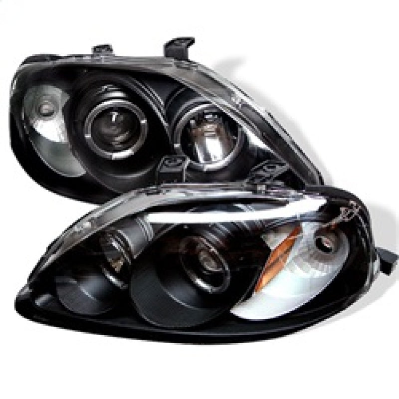 Spyder Honda Civic 99-00 Projector Headlights LED Halo Black High H1 Low H1 PRO-YD-HC99-AM-BK