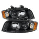 xTune Audi A4 02-05 Halogen Only Crystal Headlights Black HD-JH-AA402-AM-BK