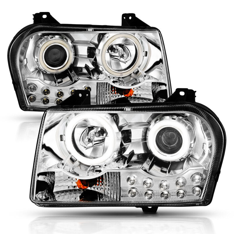 ANZO 2005-2010 Chrysler 300 Projector Headlights w/ Halo Chrome