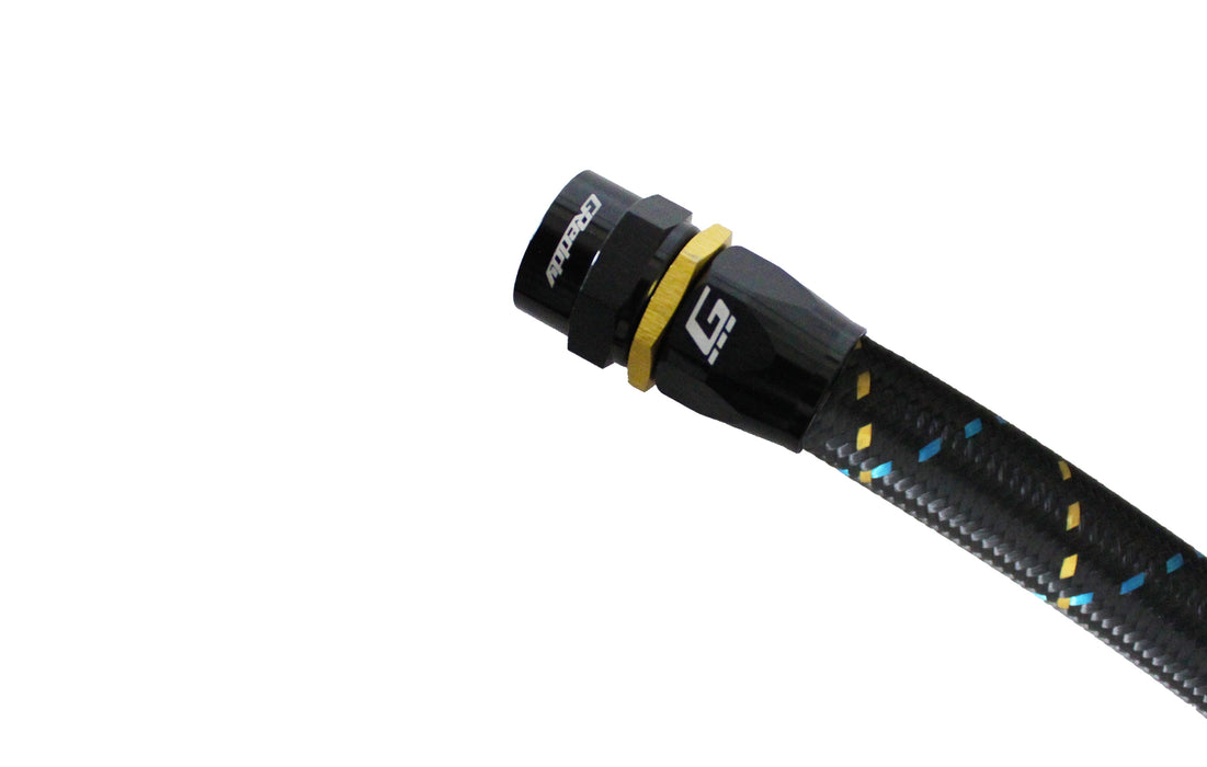 GReddy AN08 90 DEGREE HOSE END SWIVEL BLACK/GOLD ANODIZED