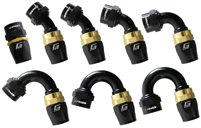 GReddy AN12 STRAIGHT HOSE END SWIVEL BLACK/GOLD ANODIZED