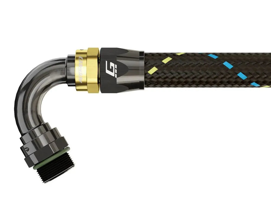 GReddy AN08 120 DEGREE ORB MALE BLACK/GOLD ANODIZED