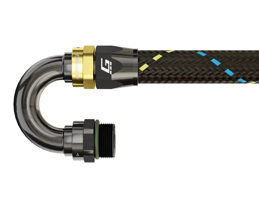 GReddy AN08 180 DEGREE ORB MALE BLACK/GOLD ANODIZED