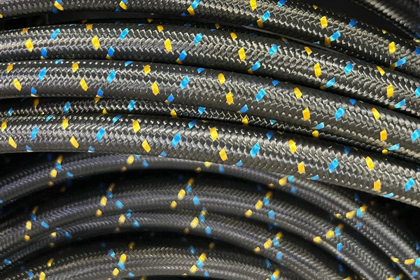 GReddy 9 ft. AN06 Nylon Braided Hose- (Black/Gold/Blue)