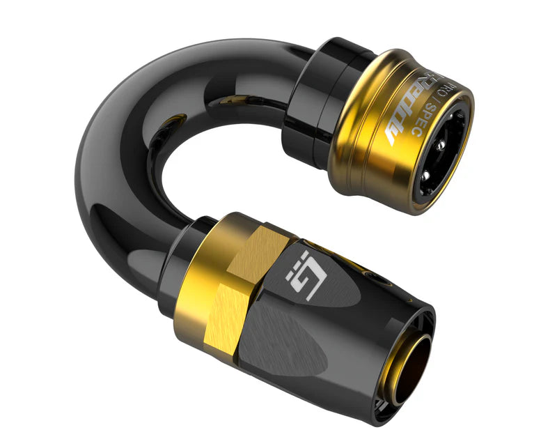 GReddy AN10 180 DEGREE ORB MALE BLACK/GOLD ANODIZED