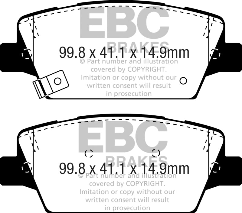 EBC 2017+ Kia Cadenza 3.3L Redstuff Rear Brake Pads